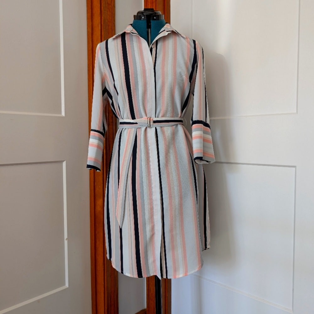 RARE ✨ The Limited | Size 4 | Stripe Collared Belted Shirt Dress